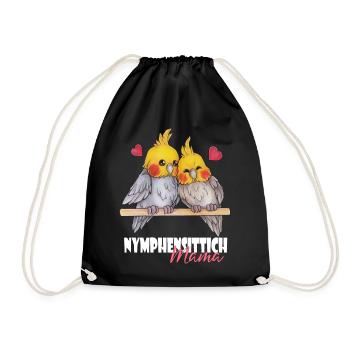 Niedlich Nymphen Geschenk Nymphensittich Mama - Turnbeutel - Schwarz - Vorne