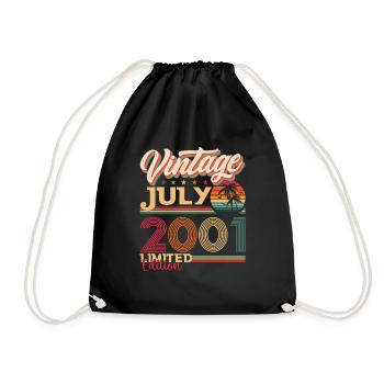 Vintage July 2001 21st birthday Men 21 years - Drawstring Bag - black - Front