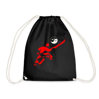 Shaolin figure with halberd and Taijitu/ Yin-Yang - Drawstring Bag - black - Front