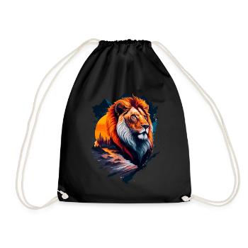 Abstract illustration of lion - Drawstring Bag - black - Front