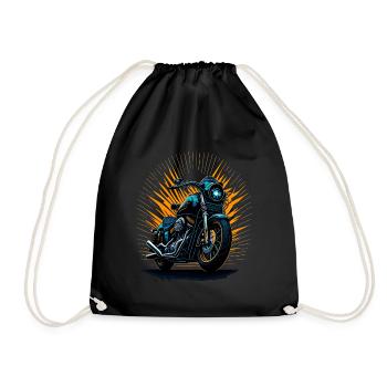 Klassisches Motorrad - Turnbeutel - Schwarz - Vorne