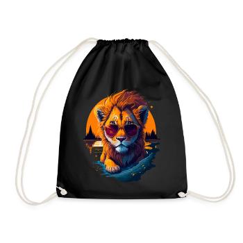 Mignon bébé lion - Sac de sport léger - noir - Devant