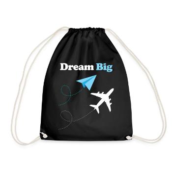 Dream Big Plane - Drawstring Bag - black - Front