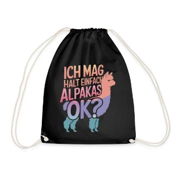 Alpaca llama alpacas animal - Drawstring Bag - black - Front