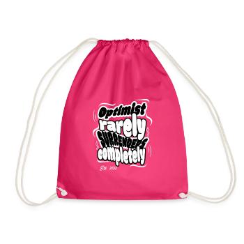 Optimist Rarely Surrenders Completely - Motivation - Drawstring Bag - fuchsia - Front