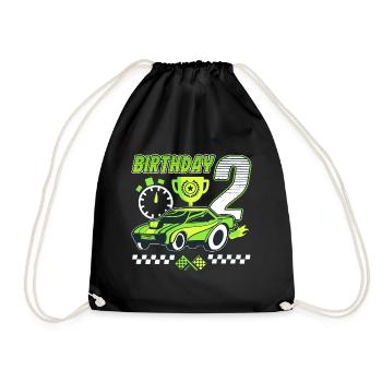 2. Geburtstag Rennwagen 2 Jahre alt Rennfahrer - Turnbeutel - Schwarz - Vorne