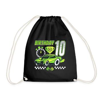 10. Geburtstag Rennwagen 10 Jahre alt Rennfahrer - Turnbeutel - Schwarz - Vorne