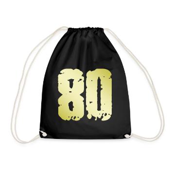 80 Zahl Vintage - Turnbeutel - Schwarz - Vorne
