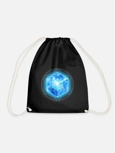 Metatrons Würfel mit Tesseract, 4D Hypercube, - Turnbeutel - Schwarz