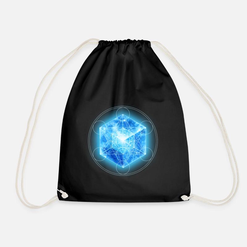 Metatrons Würfel mit Tesseract, 4D Hypercube, - Turnbeutel - Schwarz