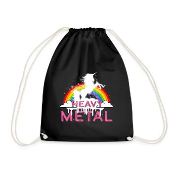 Heavy Metal Einhorn Musik - Turnbeutel - Schwarz - Vorne