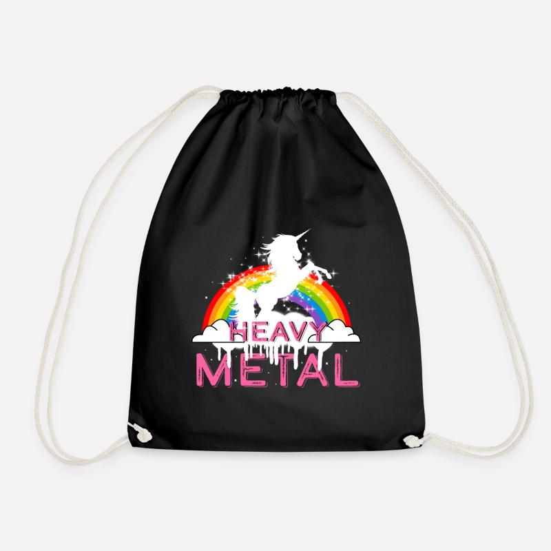 Heavy Metal Einhorn Musik - Turnbeutel - Schwarz