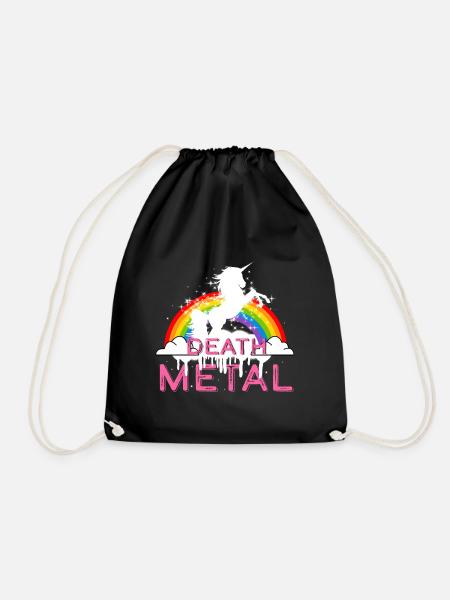 Death Metal Einhorn Musik Geschenkidee - Turnbeutel - Schwarz