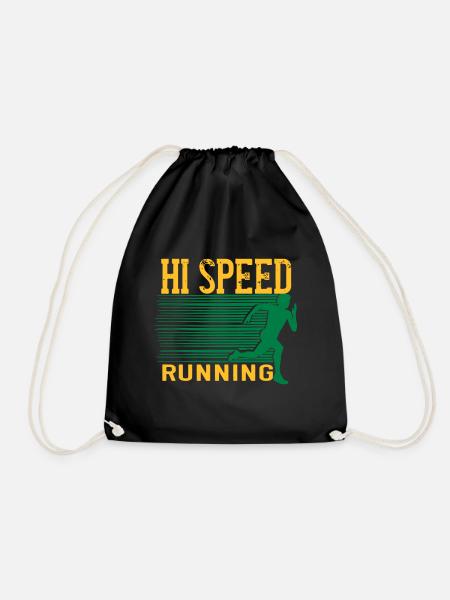 HI SPEED RUNNING vector design - Drawstring Bag - black