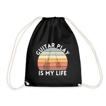 GITARRE SPIELEN IST MEIN LEBEN GITARRE - Turnbeutel - Schwarz - Vorne