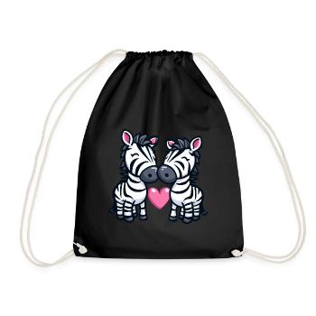 Zebra Paar Liebe Valentinstag - Turnbeutel - Schwarz - Vorne