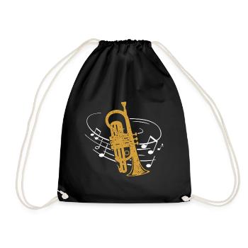 Cornet Player Sheet Music Cornetist Instrument - Drawstring Bag - black - Front