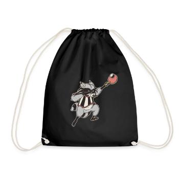 Tischtennis Outfit Damen Katze - Turnbeutel - Schwarz - Vorne
