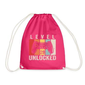 Level 29 Unlocked 29 Jahre Geburtstag Geschenk - Turnbeutel - Fuchsia - Vorne