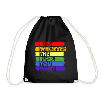 Kiss whoever you want | gay, gay, gay - Drawstring Bag - black - Front