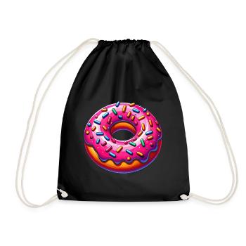 Vibrant Donut Delight - Drawstring Bag - black - Front