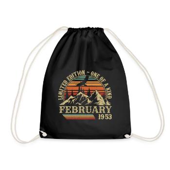 Februar 1953 Retro Geboren Februar 1953 Geburtstag - Turnbeutel - Schwarz - Vorne