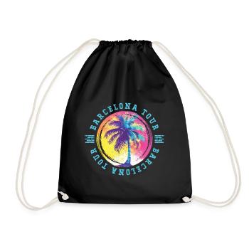 Visite de Barcelone : Palmiers, Coloré - Sac de sport léger - noir - Devant