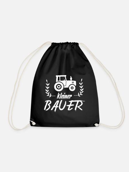 Kleiner Bauer mit Traktor - Turnbeutel - Schwarz