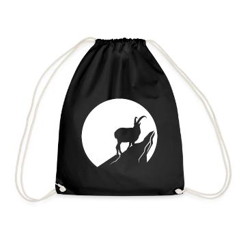 Goat - (3) - Drawstring Bag - black - Front