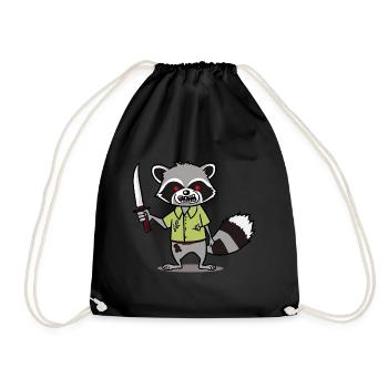 Halloween Zombie Raccoon Gift - Drawstring Bag - black - Front