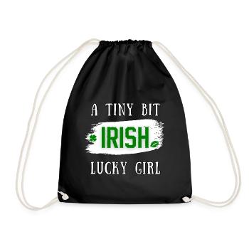A Tiny Bit Irish Lucky Girl St. Patrick's Day - Drawstring Bag - black - Front