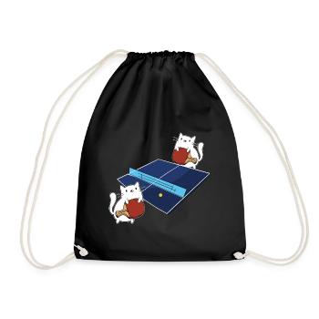 Tischtennis Outfit Damen Katze - Turnbeutel - Schwarz - Vorne