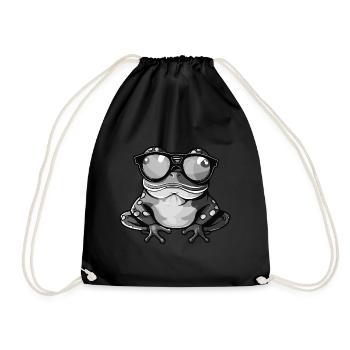 Frog Funny Cool - Drawstring Bag - black - Front