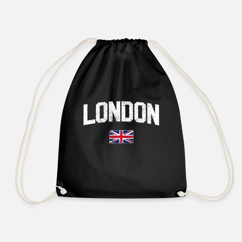London England Union Jack - Drawstring Bag - black