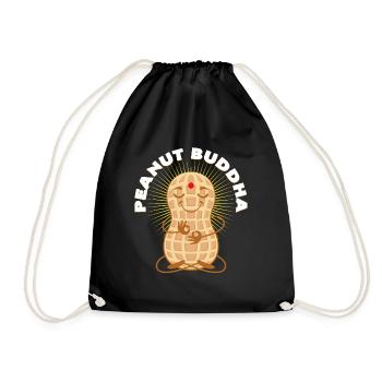 Peanut Butter Buddha Funny Gift Idea Peanut - Drawstring Bag - black - Front