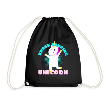 Breakdancing Einhorn Unicorn Geschenkidee Breaking - Turnbeutel - Schwarz - Vorne