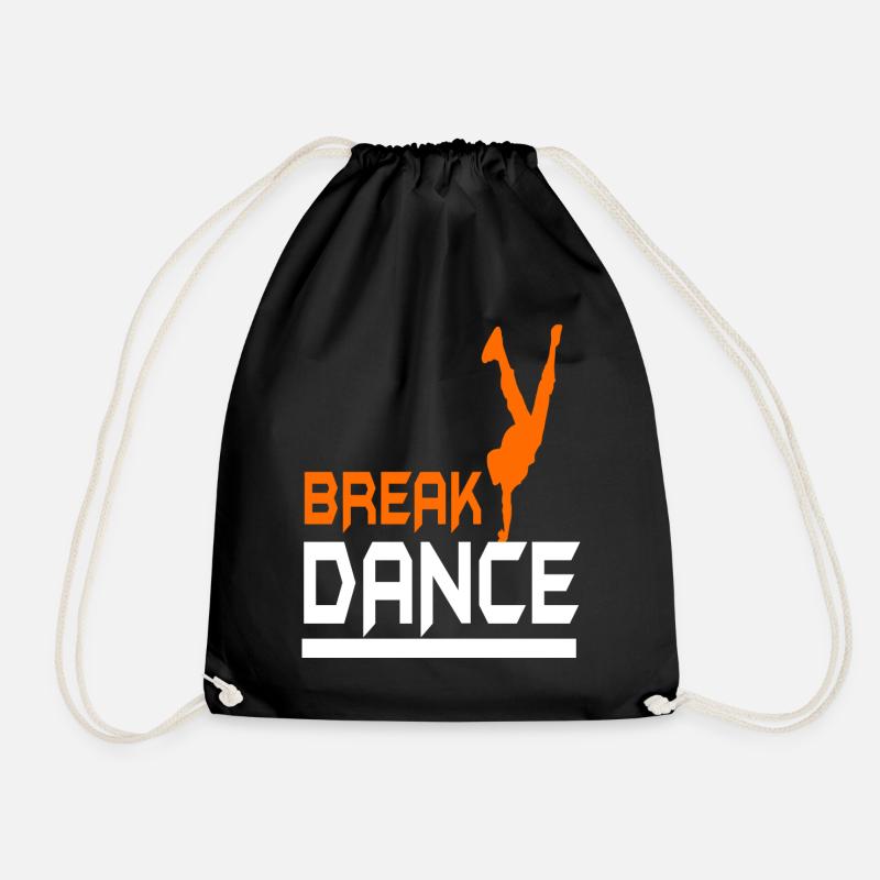I love break dance - Drawstring Bag - black