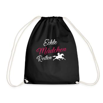 Echte Mädchen Reiten! - Turnbeutel - Schwarz - Vorne