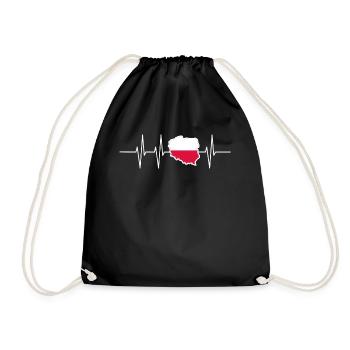 Drapeau de la Pologne cadeau Home battement de coeur Patriot - Sac de sport léger - noir - Devant