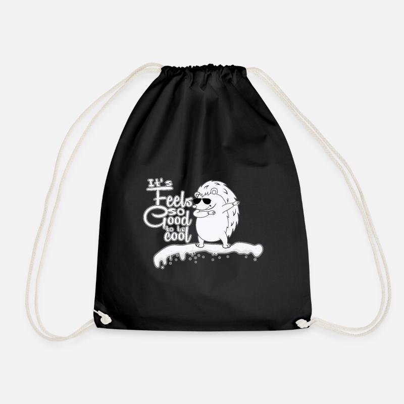 Hedgehog Gifts Spiked Ball Cute cool animal - Drawstring Bag - black