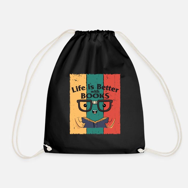 Books - Drawstring Bag - black