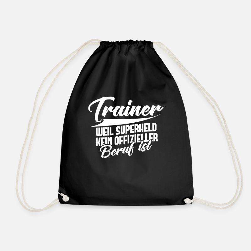 Fußball Trainer Geschenk Superheld Beruf Tennis - Turnbeutel - Schwarz