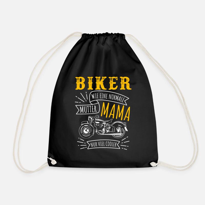 BIKER MAMA Lustiger Motorrad Spruch Muttertag - Turnbeutel - Schwarz