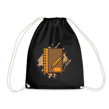 Homework book, gift school enrollment - Drawstring Bag - black - Front