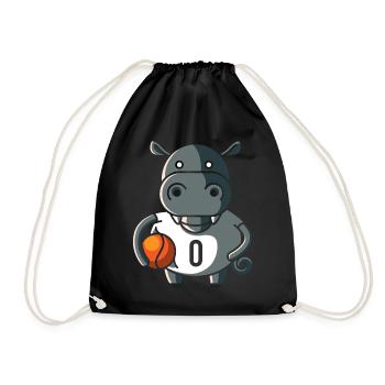 Nilpferd Basketball, geschenk ballsport slamdunk - Turnbeutel - Schwarz - Vorne
