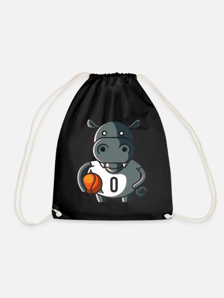 Nilpferd Basketball, geschenk ballsport slamdunk - Turnbeutel - Schwarz