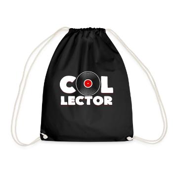 vinyl record - Drawstring Bag - black - Front