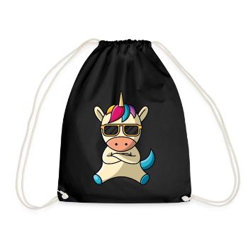 Cool unicorn, sunglasses cool - Drawstring Bag - black - Front