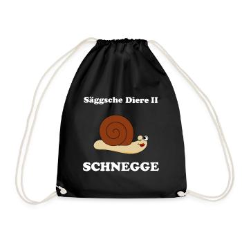 Sächsische Tiere - Die Schnecke Schnegge - Turnbeutel - Schwarz - Vorne