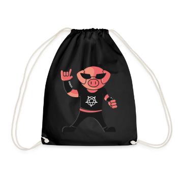 Heavy Metal Pig, rocker français à la fourche - Sac de sport léger - noir - Devant